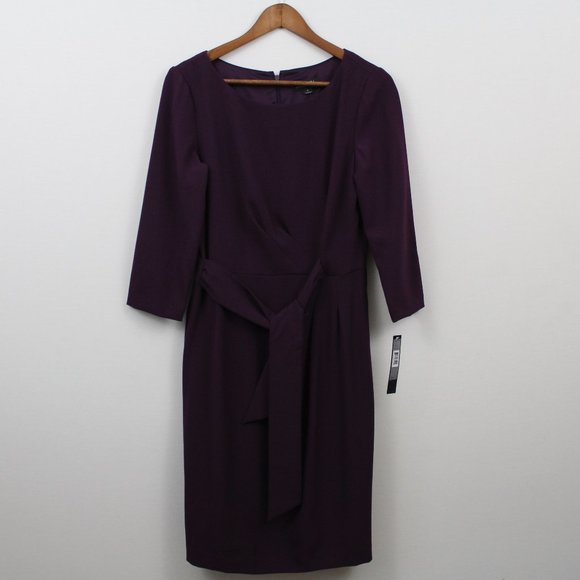 ⬇️$25 Tahari ArthurS. Levine Purple 3/4 Sleeve Dress - Picture 12 of 13